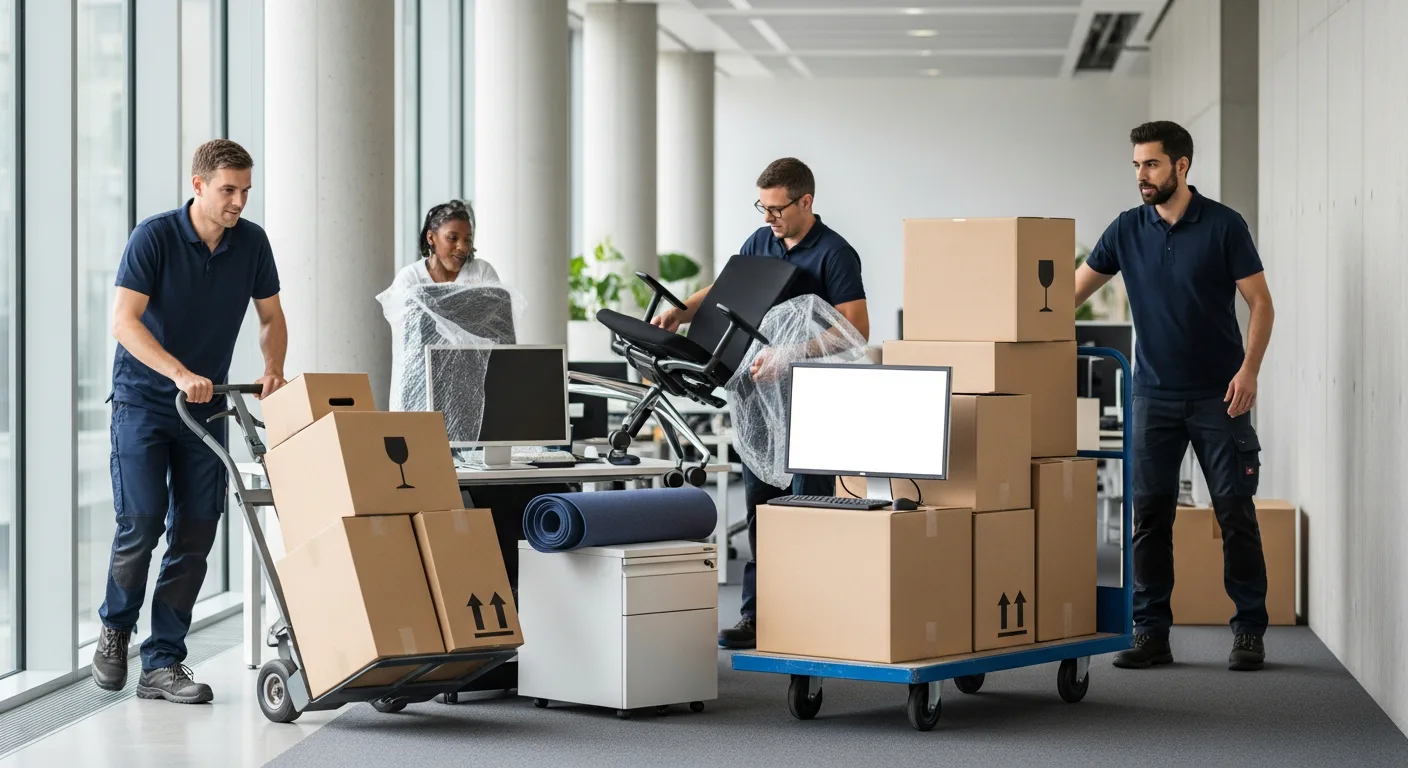 Illustration zum Thema Büroumzug und Firmenräumung: KMU-Logistik im harten Vergleich